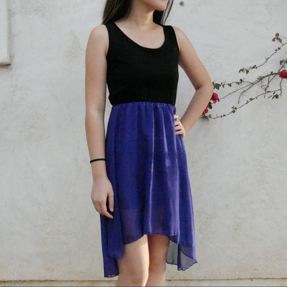 Asymmetrical blue/black dress ONE SIZE